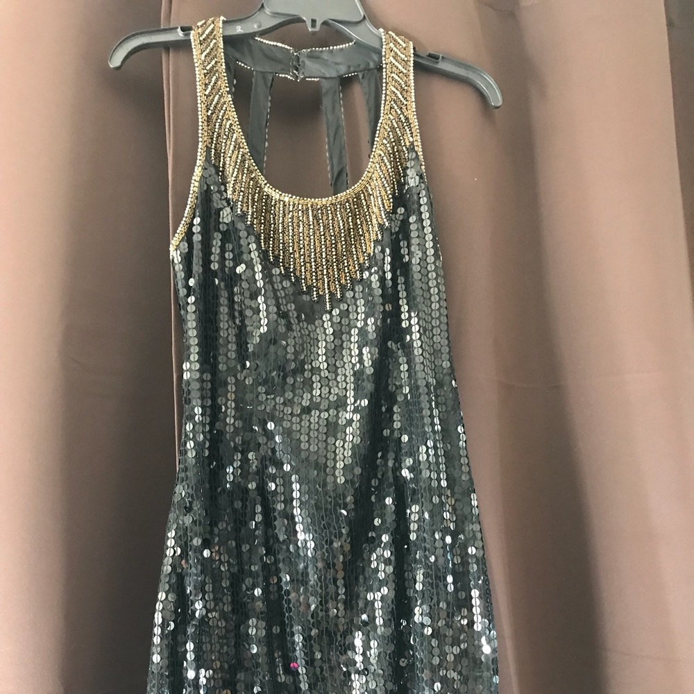 Sequenced Black Party Dress